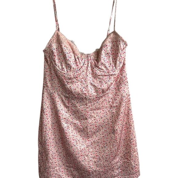 COTTON CANDY LA Pink Floral Satin Slip Mini Dress US M - Picture 2 of 7